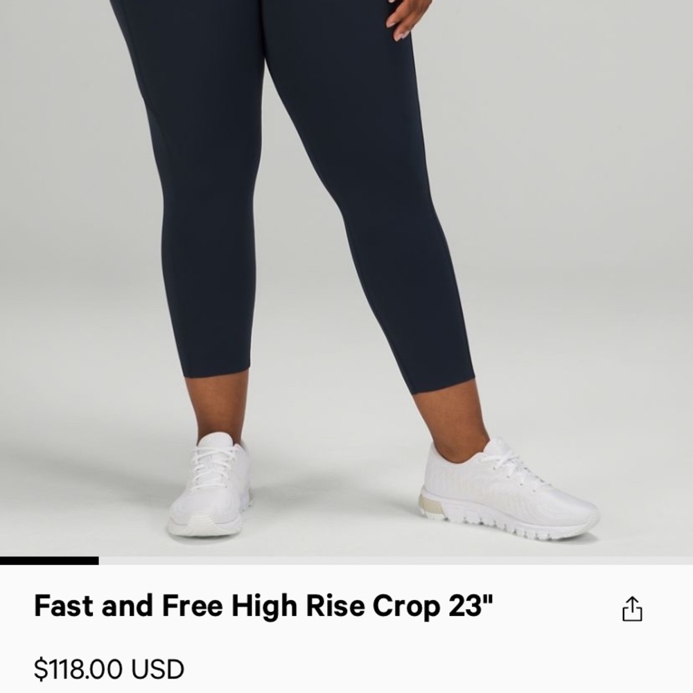 Lululemon Fast and Free High Rise Crop 23”